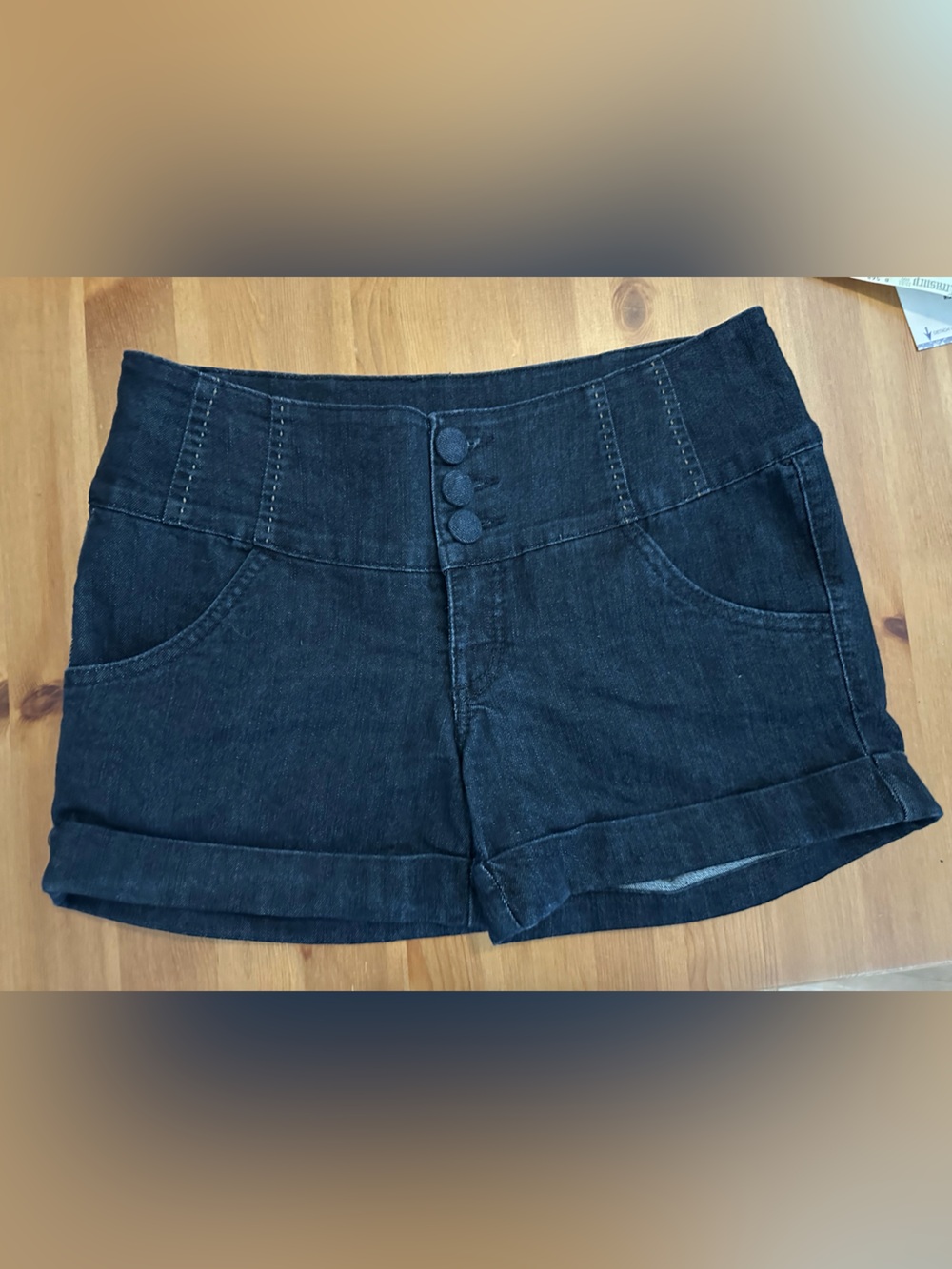 Boom Boom y2k Jeans Navy Denim Button-Accent Women's Sailor Shorts Women Size 7